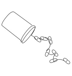 Continuous Line Drawing Of Medicine Capsule Bottle