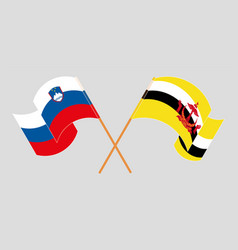 Crossed Flags Of Brunei And Slovenia