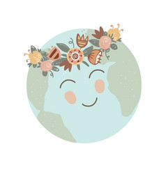 Happy Earth Day Greeting Card Cartoon Planet