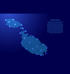 Malta Map From Futuristic Concentric Blue Circles