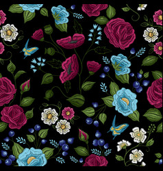 Floral Embroidery Seamless Pattern