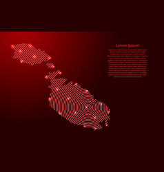 Malta Map From Futuristic Concentric Red Circles