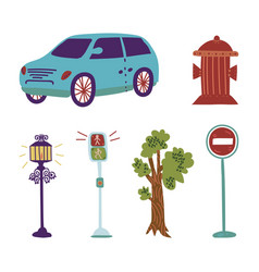 Car Lamp Traffic Light Tree Road Sign