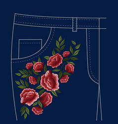 Jeans Folks Floral Embroidery Pattern