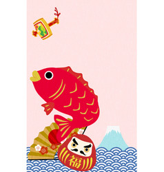 New Year Card Sea Bream And New Year Decoration