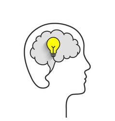 Bright Idea Concept With Head Brain Light Bulb