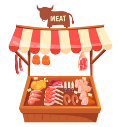 Meat Market Stall Food Shop Cartoon Stand