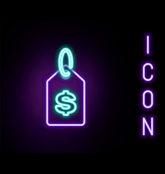 Glowing Neon Line Price Tag With Dollar Icon