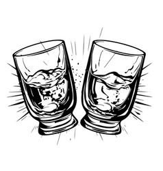 Two Glasses Of Whiskey Cheers Glass