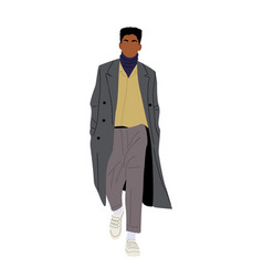 Black Man Wearing Street Style Autumn Outfit Coat