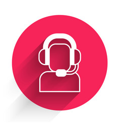 White Man With A Headset Icon Isolated With Long