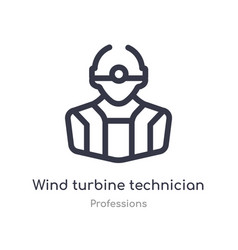 Wind Turbine Technician Outline Icon Isolated