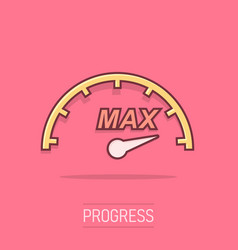 Cartoon Max Speed Icon In Comic Style Speedometer