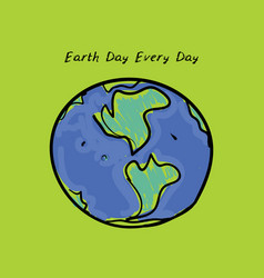 Earth Day Every Day World Map Green Silhouettes