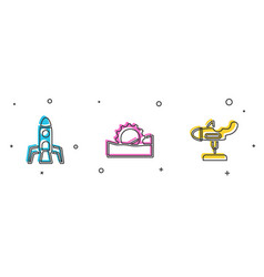 Set Rocket Ship Ferris Wheel And Swing Plane Icon