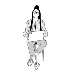 African Woman Sitting With Laptop Drawing