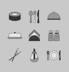 Restaurant Icon Set Serving Food Sign