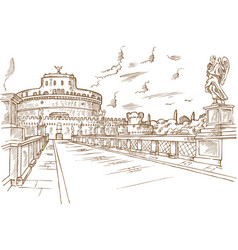 Castel Santangelo Hand Draw Rome