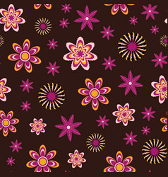 Colorful Handdraw Fantasy Retro Flowers Repeat