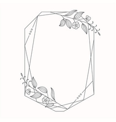 Hand Drawn Floral Wreath Geometric Frame