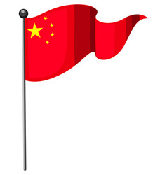 China Flag With Pole In Cartoon Style Isolated