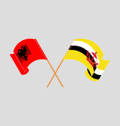 Crossed Flags Of Brunei And Albania