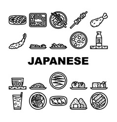 Japanese Food Sushi Japan Icons Set