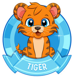 Adorable Tiger Cub Inside A Shiny Blue Badge