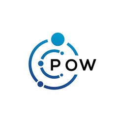 Pow Letter Technology Logo Design On White