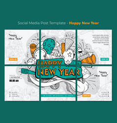 Social Media Post Template With Doodle Art