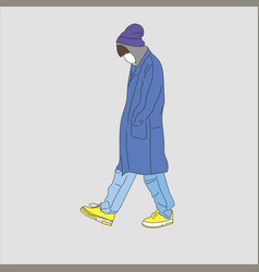 A Guy In Jeans Blue Raincoat