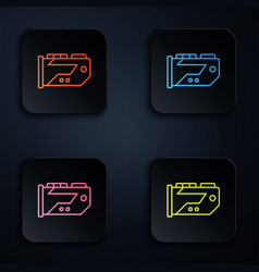 Color Neon Line Video Graphic Card Icon Isolated