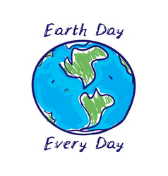 Earth Day Every Day World Map Green Silhouettes