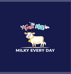 Milky Every Day Fresh Milk Mascot Logo