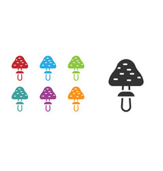 Black Mushroom Icon Isolated On White Background