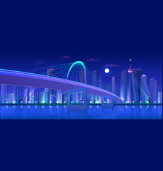 City Bridge At Night Cartoon