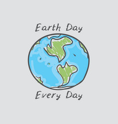 Earth Day Every Day World Map Green Silhouettes