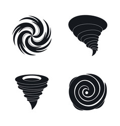 Hurricane Storm Damage Icons Set Simple Style