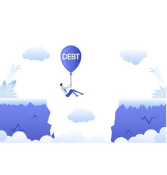 Cartoon Icon With People Chasm Debt Concept Team