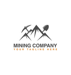 Minimal Retro Mining Logo With Shovel And Pickaxe