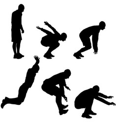 Silhouettes Man Long Jump On White Background