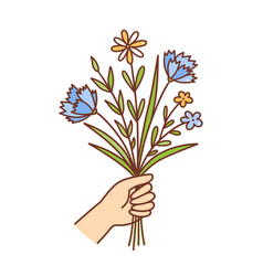 A Hand Holding Bouquet Of Flowers