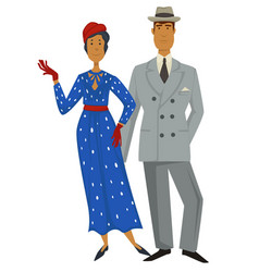 Retro Fashion 1930s Style Clothes Man And Woman