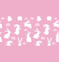 Seamless Pattern With Zodiacal Rabbits In The Sky