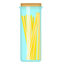 Transparent Tall Glass Jar With Spaghetti Inside