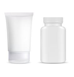 Cream Tube Supplement Pill Bottle Mockup White