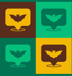 Pop Art Flying Bat Icon Isolated On Color