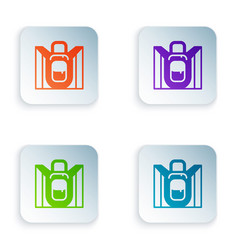 Color Hiking Backpack Icon Isolated On White