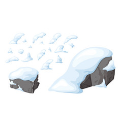 Set Of Stone And Rock In Snow Elements For Ui