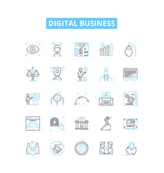 Digital Business Line Icons Set Digital